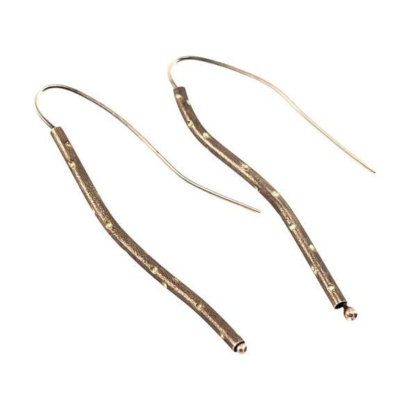 Sterling Silver 925 Oxidized Long Dangle Earrings Branch Like Earrings - Picture 3 of 8